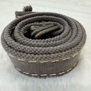 Gray Woven Belt with Metal Buckle